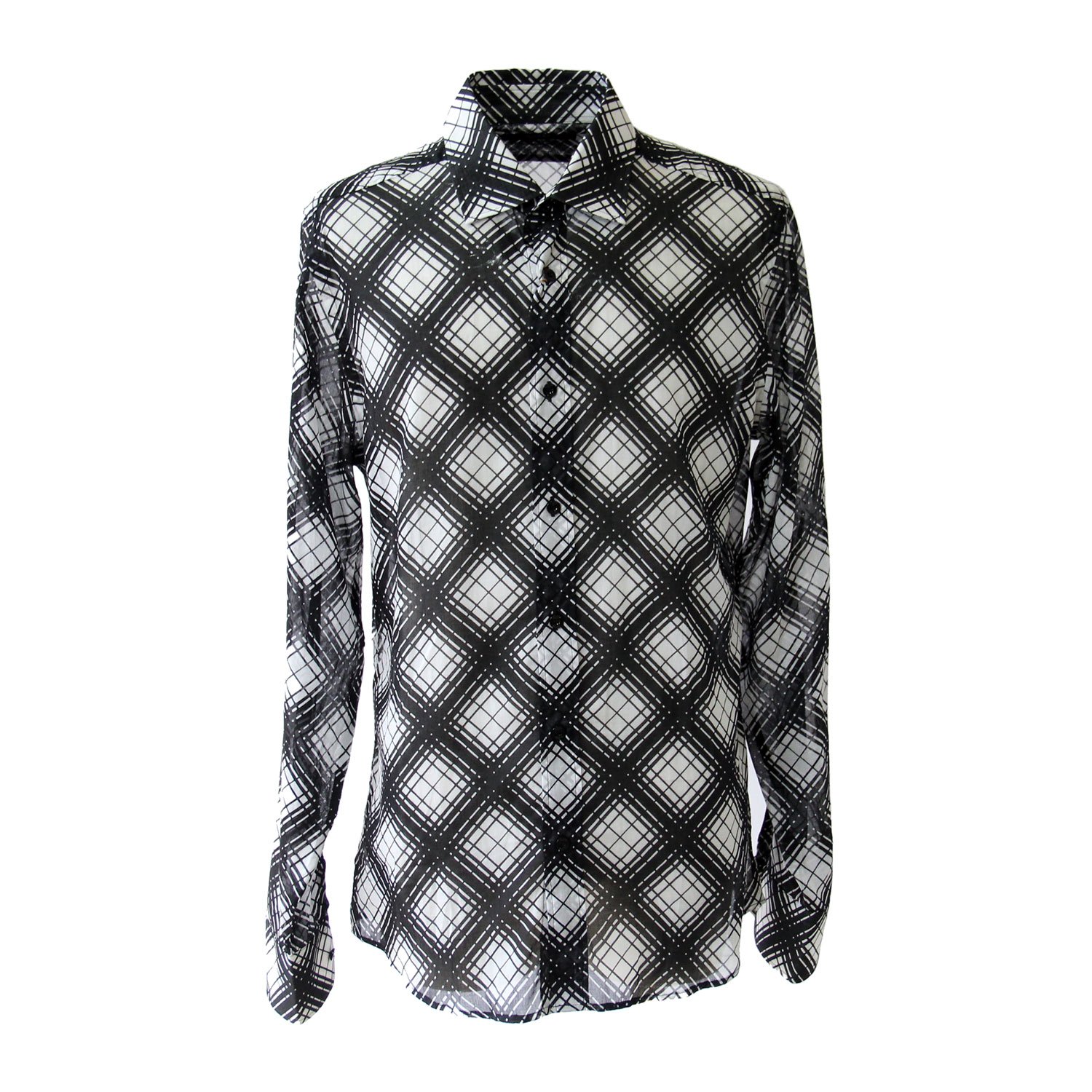 gucci(古驰)男士黑白长袖衬衫 40